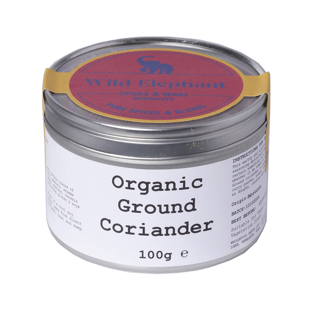 Organic Ground Coriander 100g by Wild Elephant