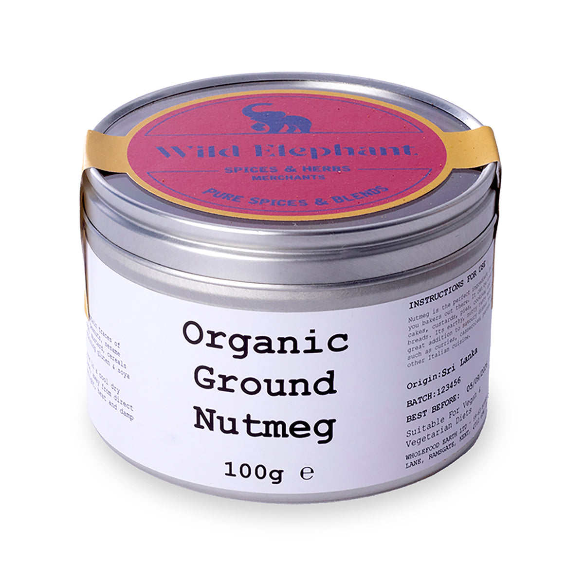 Organic Ground Nutmeg 100g by Wild Elephant