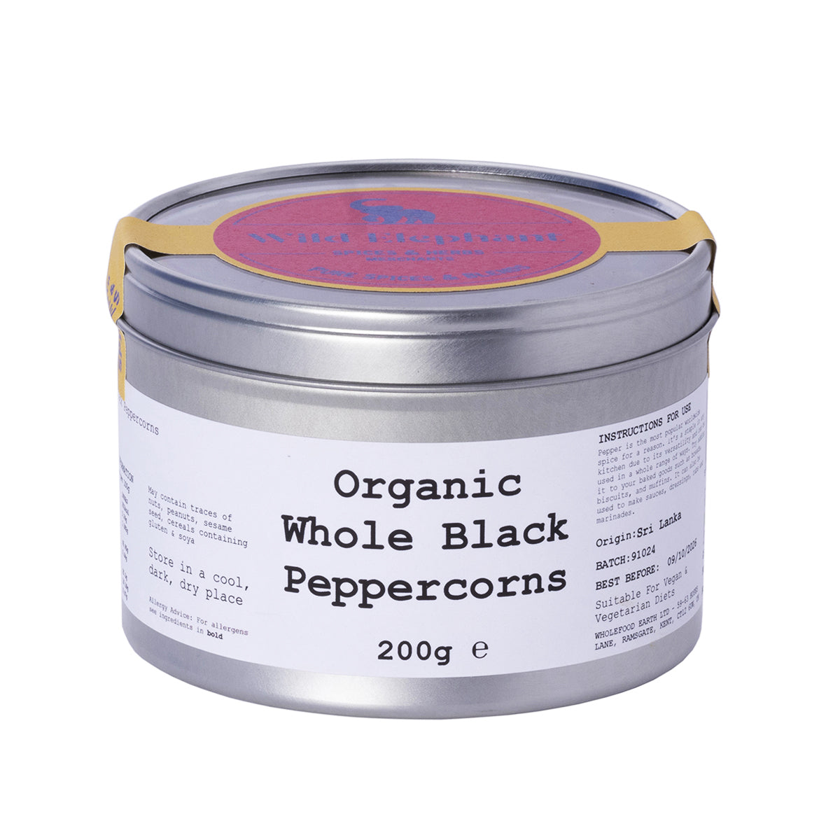 Organic Whole Black Peppercorns by Wild Elephant, view 6