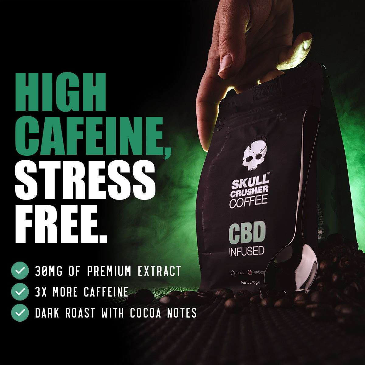 Skull Crusher Infused Coffee, calm energy