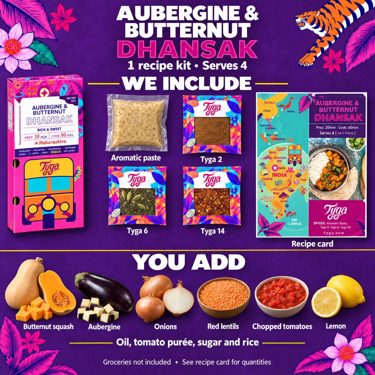 Aubergine and Butternut Squash Dhansak Recipe Kit by Tyga, view 2