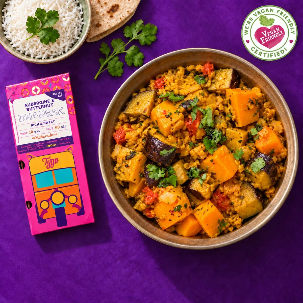 Aubergine and Butternut Squash Dhansak Recipe Kit by Tyga
