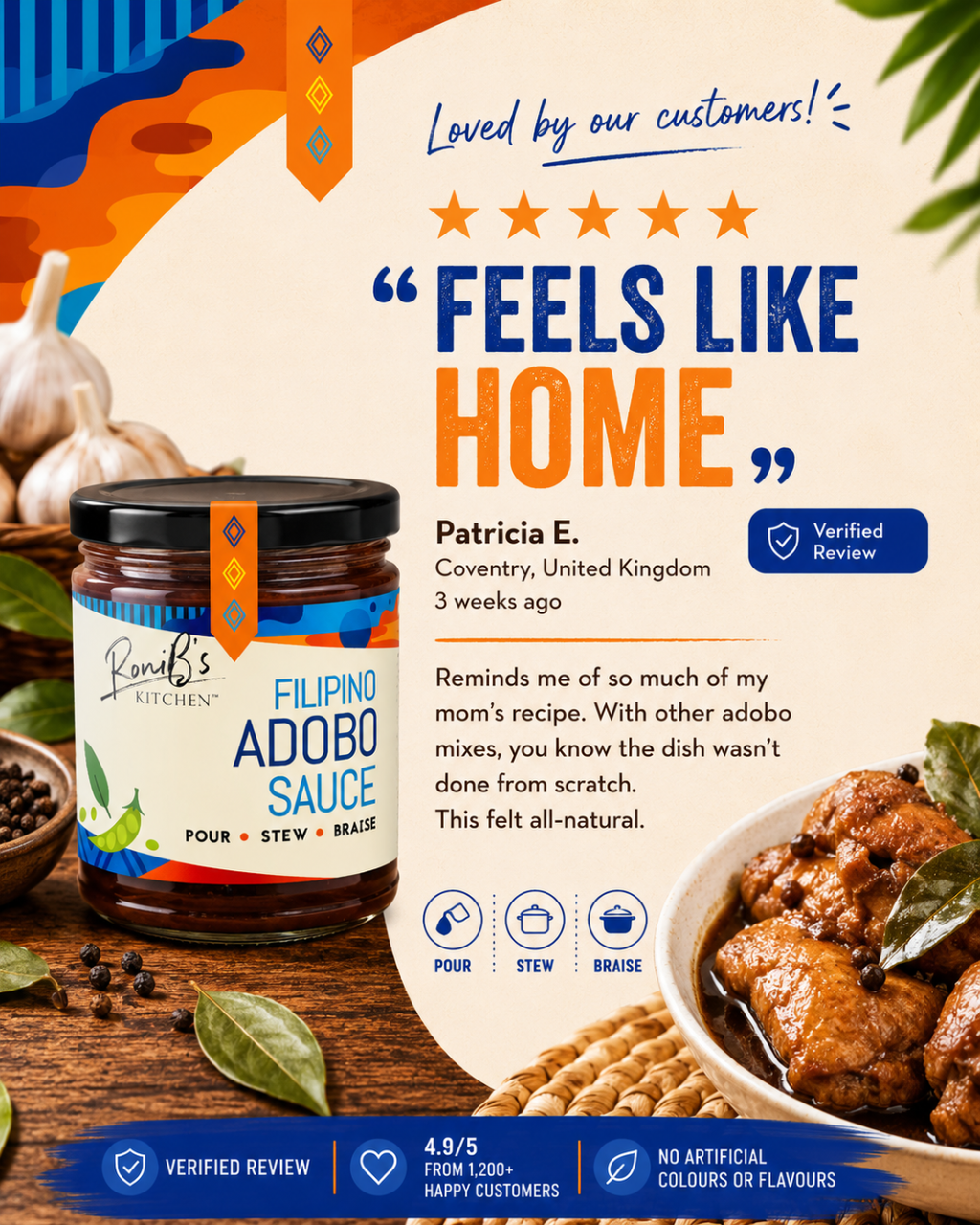 Filipino Adobo Sauce 190ml by RoniB's Kitchen