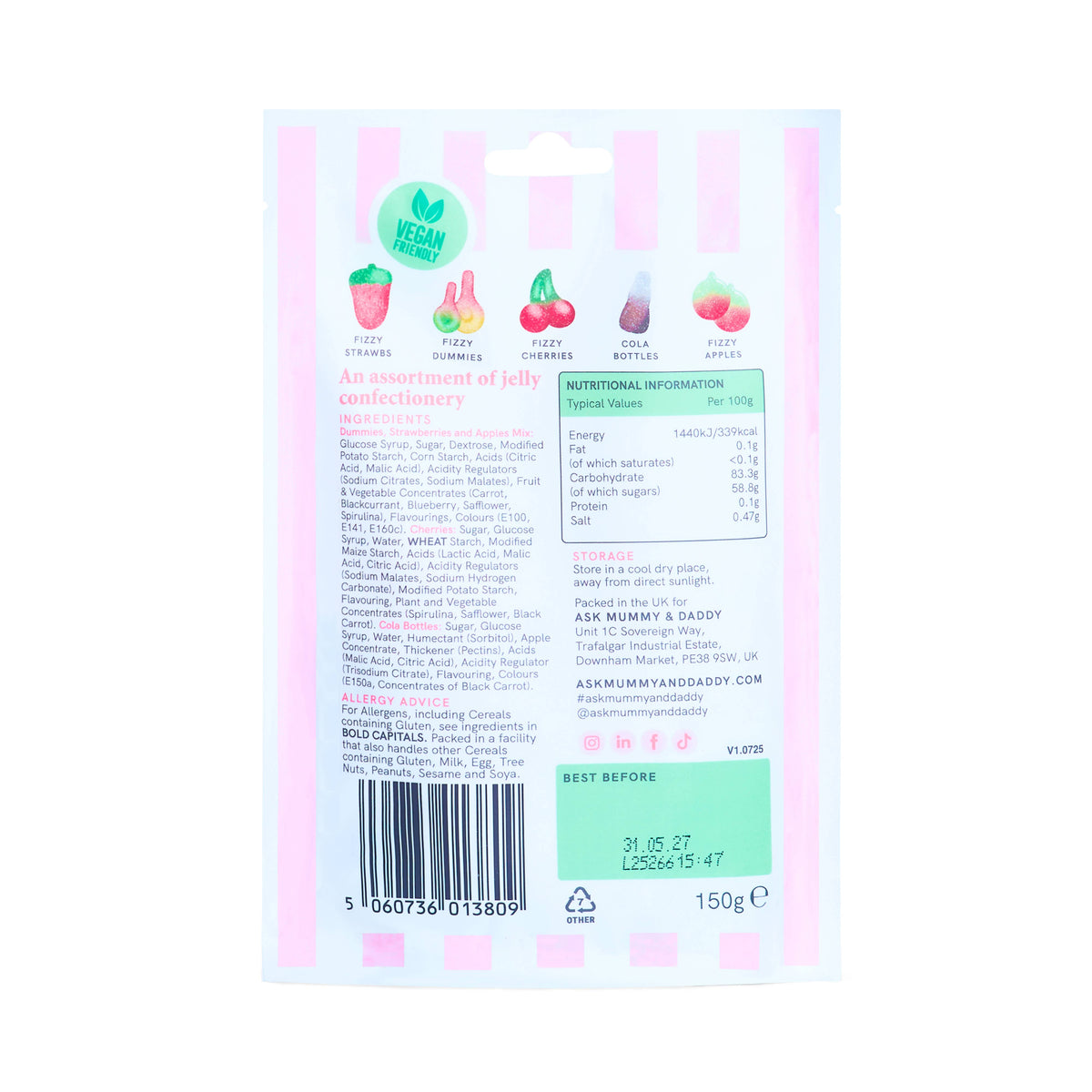Ask Mummy and Daddy Fizzy Mix Pouch 150g, view 3
