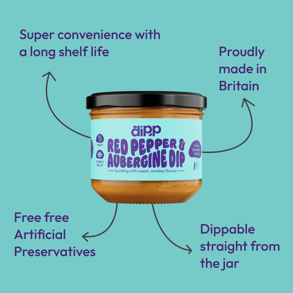 Dipp Red Pepper and Aubergine Dip 350g tub, view 4