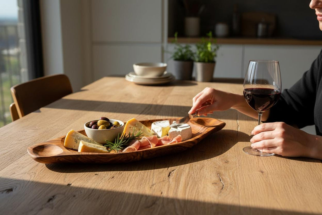 Olive Wood Charcuterie Board, live edge