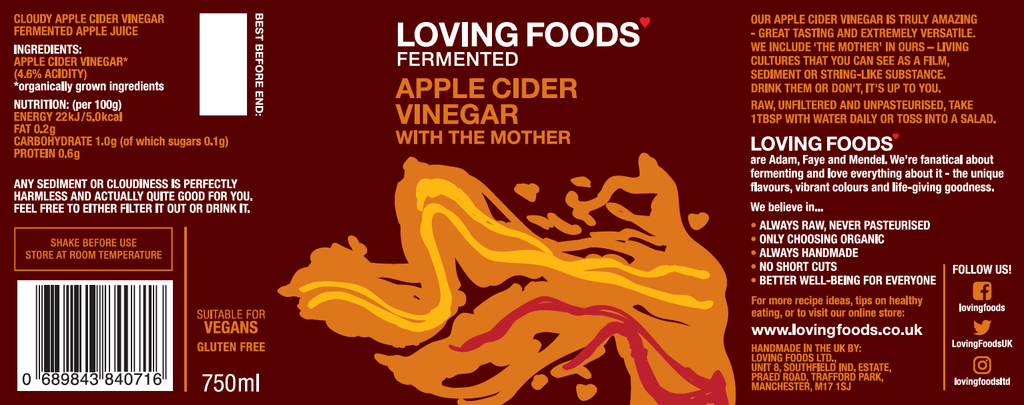 Organic Apple Cider Vinegar with The Mother 750ml bottle, view 2